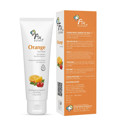 Fixderma Skincare Orange Face Wash For Oily And Glowing Skin For Women And Men